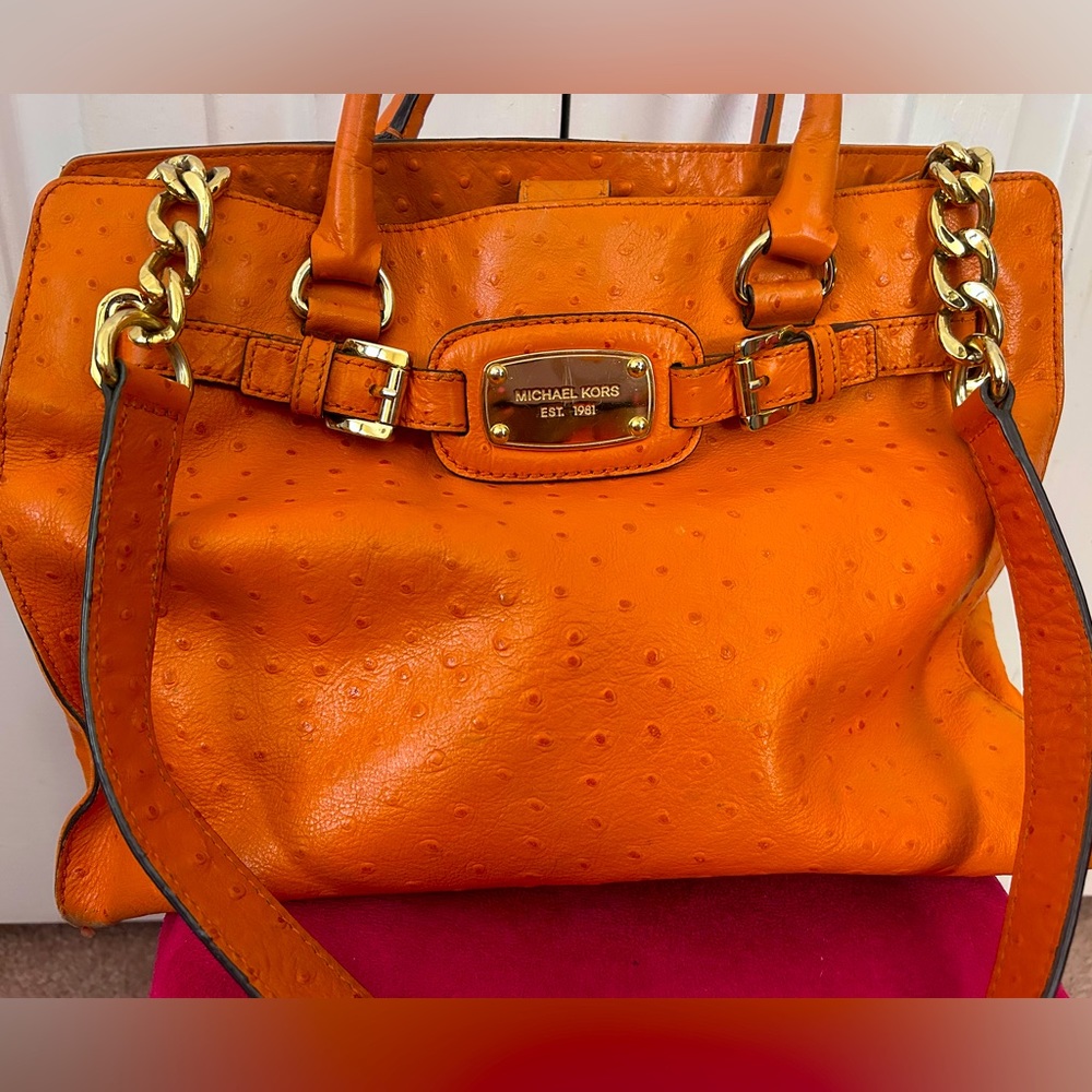 PRICE DROP Michael Kors Hamilton tote orange leather gold hardware handbag ⭐️❤️